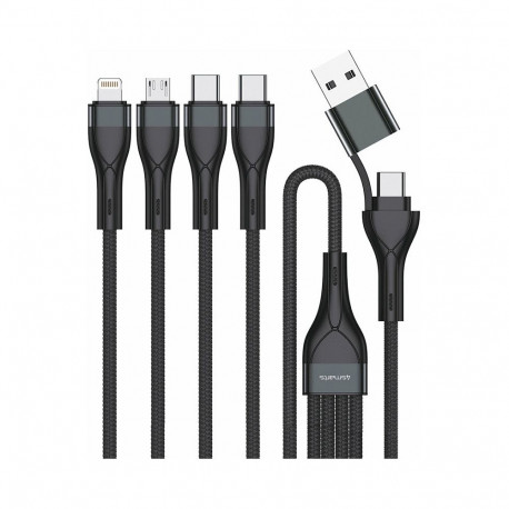 "4smarts USB-C/A Multi-Ladekabel 4in2 1.2m. schwarz"