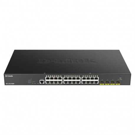 "DGS-1250-28XMP/E 28-Port Smart Managed PoE+ Gigabit Switch 24x 10/100/1000BASE-T PoE 4x 10-Gigabit-