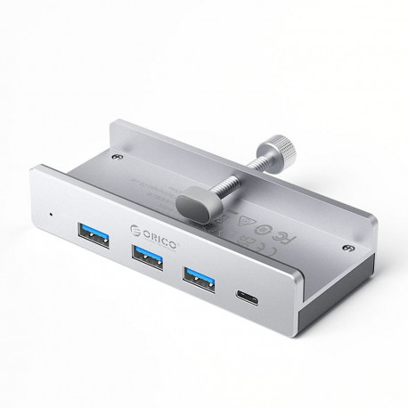 Orico MH4PC Hub Clamp-Mounted USB-C / 3x USB-A 3.0 + 1x USB-C 3.0 - Silver