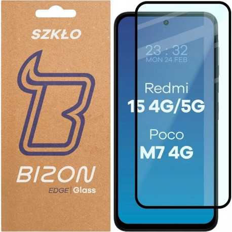 Kaitseklaas Bizon Redmi 15 4G/5G /Poco M7 4G Edge, must