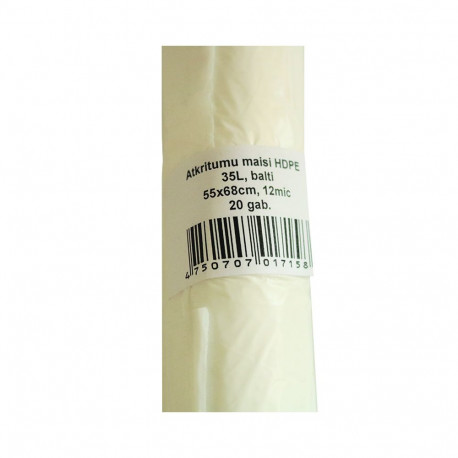 Prügikotid, 35 L, 20 vnt, HDPE, 12 mic, valge