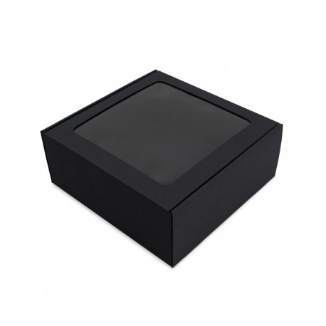 Must suur ruudukujuline läbipaistva aknaga kinkekarp