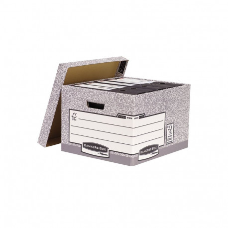 Arhiivikarpide konteiner Fellowes 287x380 x 430mm, hall/valge kartong 3Re