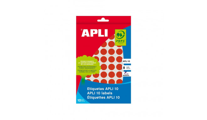 Etiketid Apli ümarad iseliimuvad D=19mm punane, 8l/pk