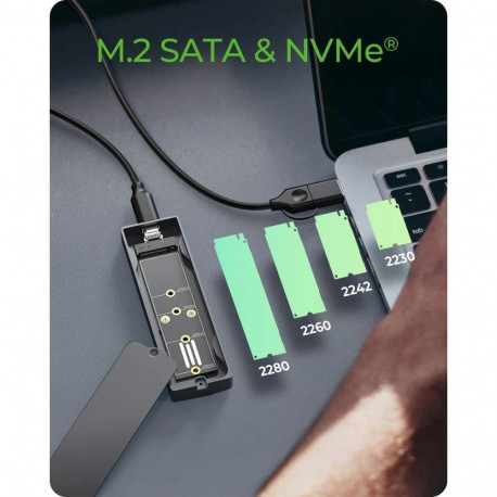 Raidsonic Icy Box M.2 SATA/NVMe SSD korpus USB 3.2 Gen 2 Type-C ja RGB valgusega | garantii IB-1826M