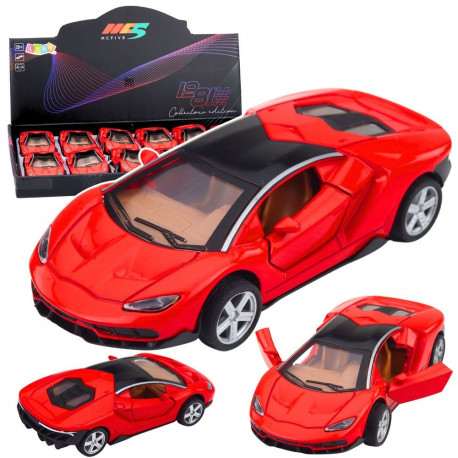 metallist sportauto mehhaaniline punane tulede ja helidega 1:32