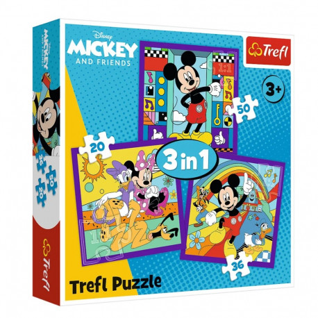 Puzzle - 3w1 (20, 36, 50) - Miki i jego wesoła ekipa - Myszka Miki i Przyjaciele - Trefl 34894