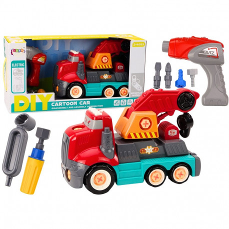 Ciężarówka Z Hakiem Kreskówkowa Do Rozkręcania DIY Czerwony Dźwig