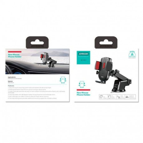 Joyroom Car Mount Clamp Holder (Dashboard and Windshield Version) with Extendable Arm, 210 rotation,