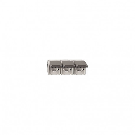 Merten MEG2391-8029 Schuko kolmekordne pistikupesa, helehall, horisontaalne