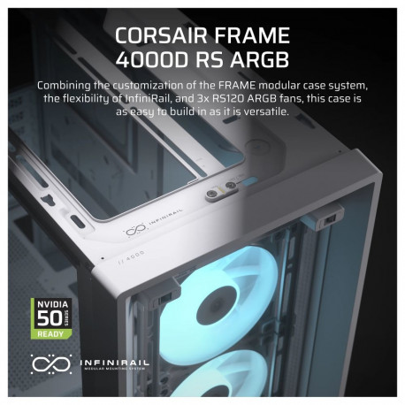 CORSAIR Frame 4000D RS ARGB valge Midi Tower ATX mänguri korpus