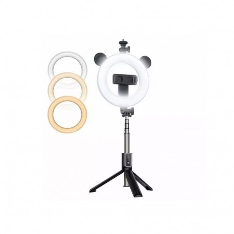 CP X4 LED 16cm Rechargeable Selfie Lamp with BT Remote & Handle + Floor Stand 20-90cm + Phone Holder