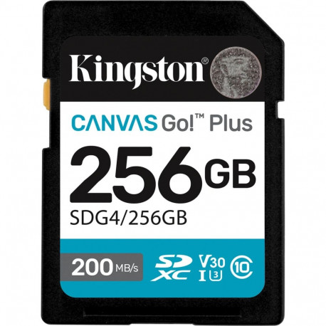 Kingston Canvas Go! Plus 256GB SDXC memory card, black, UHS-I U3, Class 10, V30