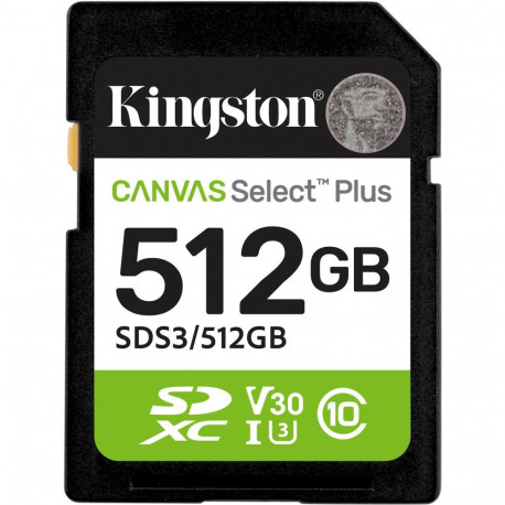 Kingston Canvas Select Plus 512 GB SDXC Memory Card UHS-I U3, Class 10, V30