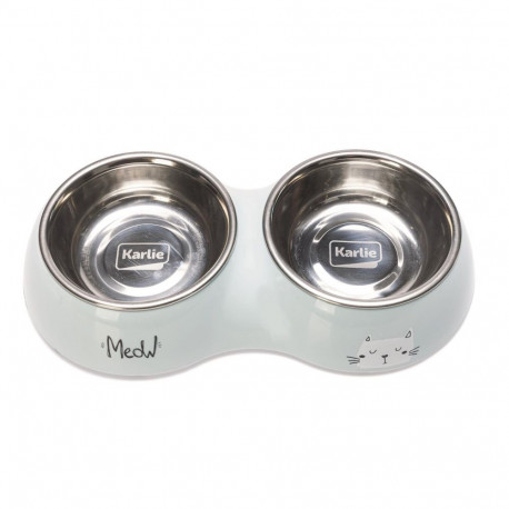 DOUBLE CAT BOWL KARLIE 2X220ML BLUE