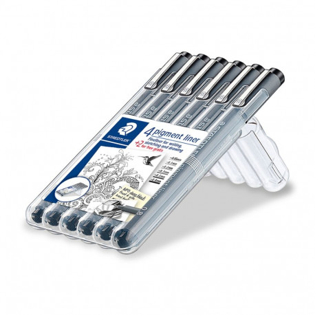 Tindipliiatsite komplekt Staedtler Pigment Liner 308,must, 6 tk