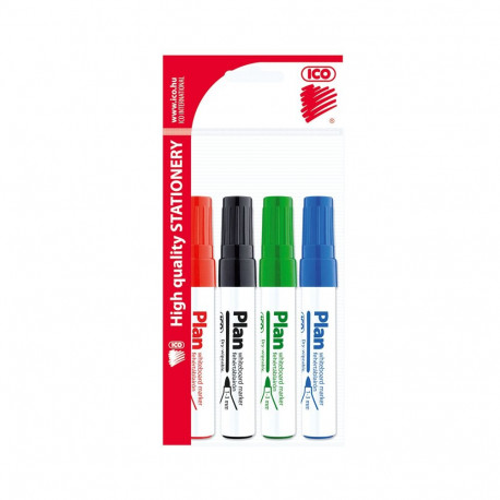 Tahvlimarkerite komplekt Ico Plan, 4 värvi