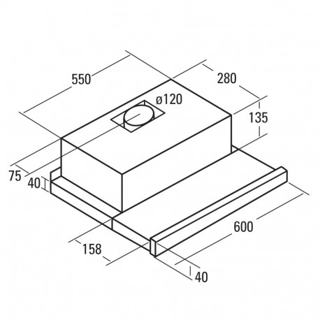 CATA TF-5260/C teleskoopiline õhupuhasti energiatõhususklass E laius 60 cm 325 m³/h mehaaniline must