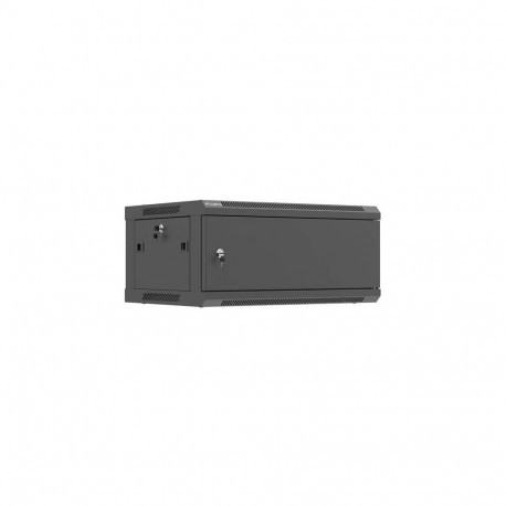 19" 4U Wall-Mounted Rack Cabinet, 600x450mm, Black, Metal Door (Flat Pack)