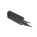 Mantis 4-Port USB Hub (2 x USB 3.0) with Individual Switches and Power Supply