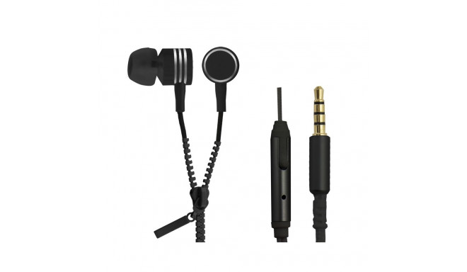 Earphones ZIPPER with microphone black