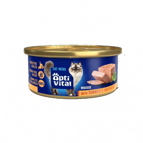 Cat Food - OptiVital Fluffy Mousse with Turkey 85g Gluten-Free
