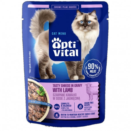 Cat Food - OptiVital Tasty Shreds in Gravy with Lamb 85g