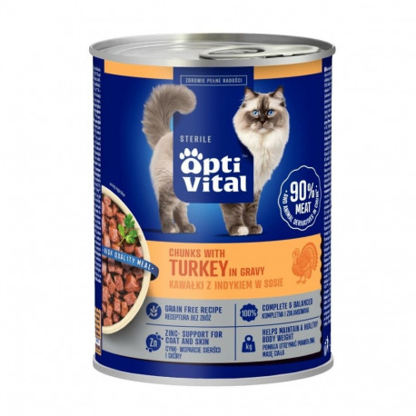 Cat Food - OptiVital Sterile Chunks Turkey in Gravy 415g