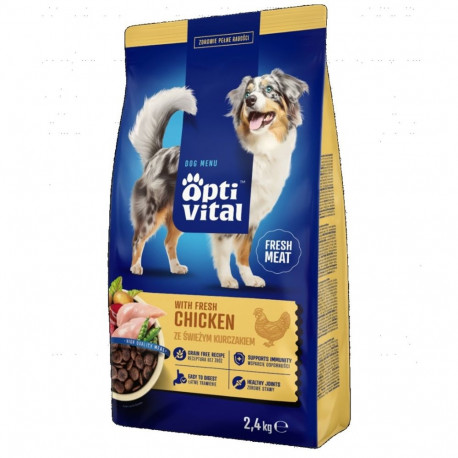 Dog Food - OptiVital With Fresh Chicken Dry Food 2.4kg Gluten-Free