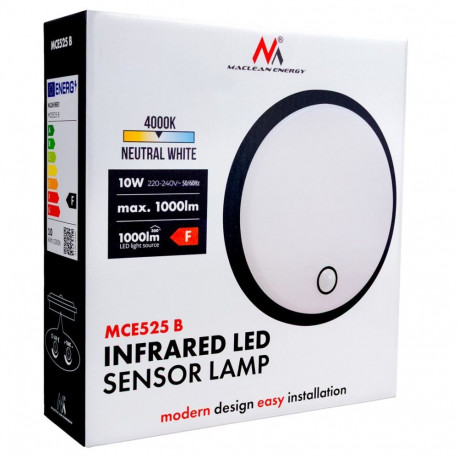 Outdoor Lighting - Maclean MCE525 B 10W 1000lm PIR Sensor IP65 Black