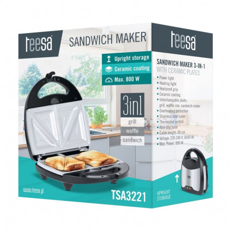 Home & Kitchen Appliance - Teesa Sandwich Maker 3in1 800W Ceramic Pads