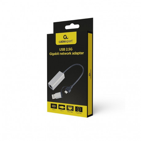 Adapter - Gembird A-USB3AC-LAN2G-01 2.5G Ethernet Adapter USB-C Space Grey