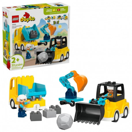 Toy - LEGO DUPLO 10475 3 in 1 Construction Vehicles (Lego, 22 pieces, 2 minifigures)