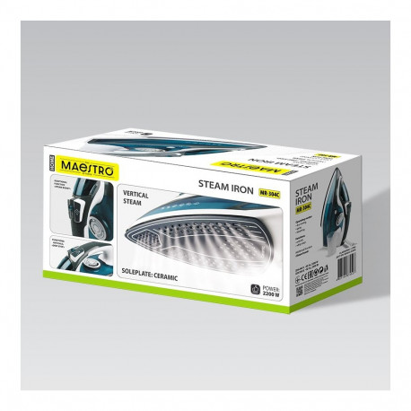 Iron - Maestro MR-304C 2200W Ceramic Soleplate Steam Iron White, Blue