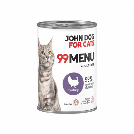 Cat Food - JOHN DOG 99 Menu Turkey Wet Cat Food 400g Gluten-Free Grain-Free