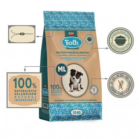 Dog Food - FOLK Junior Medium and Large Breeds Dry Food with Rabbit, Veal, Carrot 10kg