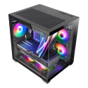 Computer Case - Mars Gaming MC-VIEW2 Mini Tower (TACENS, micro ATX, tempered glass, black)