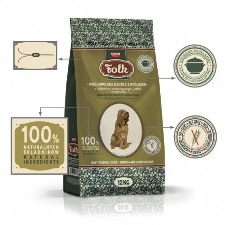 Dog Food - Folk Traditional Greater Poland Duck with Rabbit, Apples, Marjoram 12kg