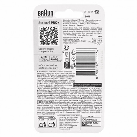 Electric Shaver Head - BRAUN Series 9 PRO+ Replacement Head, Wet/Dry Use