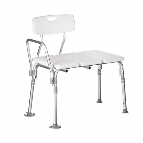 Bathroom Furniture - ActionMed Bath Bench with Backrest Adjustable Height Silver/White