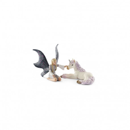 Collectible Figurine - Schleich Lindariel with Unicorn Foal (fairy, detailed design)