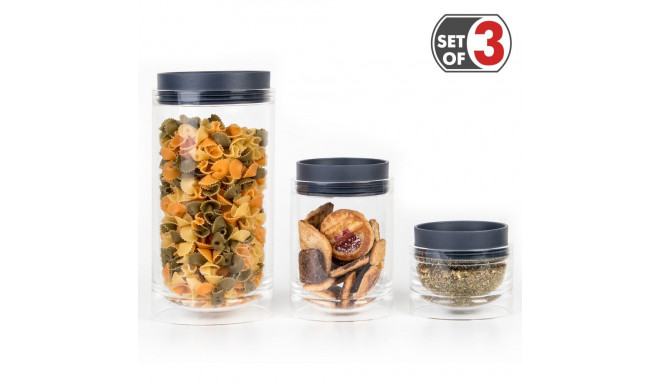 Wonder Worker Hit Acrylic Canister Set of 3 Stackable Airtight Storage Jars 1250/450/150 ml