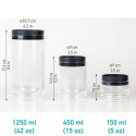 Wonder Worker Hit Acrylic Canister Set of 3 Stackable Airtight Storage Jars 1250/450/150 ml