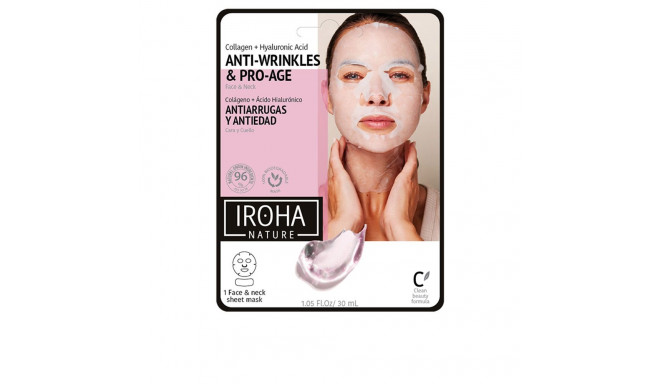 IROHA näo- ja kaelamask 100% COTTON kollageeniga vananemisvastane 1u