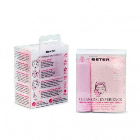BETER CLEANSING EXPERIENCE toalla desmaquilladora + banda cabello 2 u