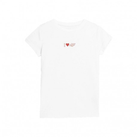 Child's Short Sleeve T-Shirt 4F JTSD005 White - 10-11 Years