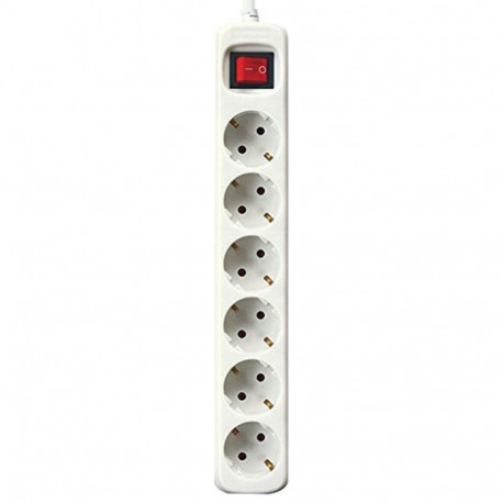 Power Socket - 6 Sockets with Switch Silver Electronics White - 1,5 m