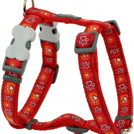 Dog Harness Red Dingo Style Red Animal footprint 46-76 cm
