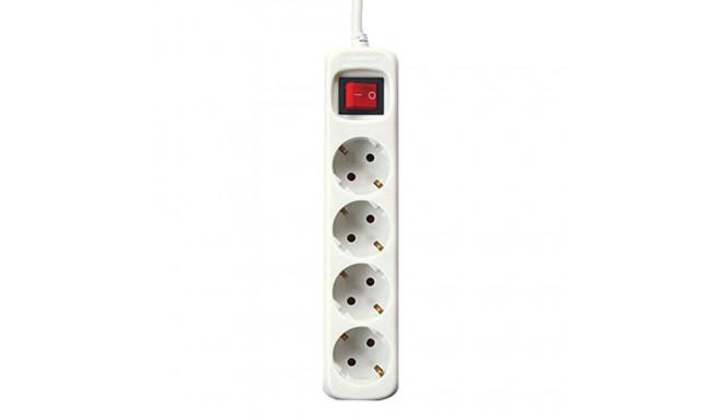 4-socket plugboard with power switch Silver Electronics White - 3 m