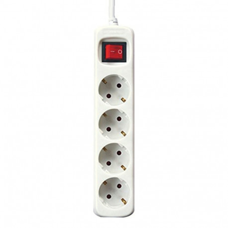 4-socket plugboard with power switch Silver Electronics White - 1,5 m